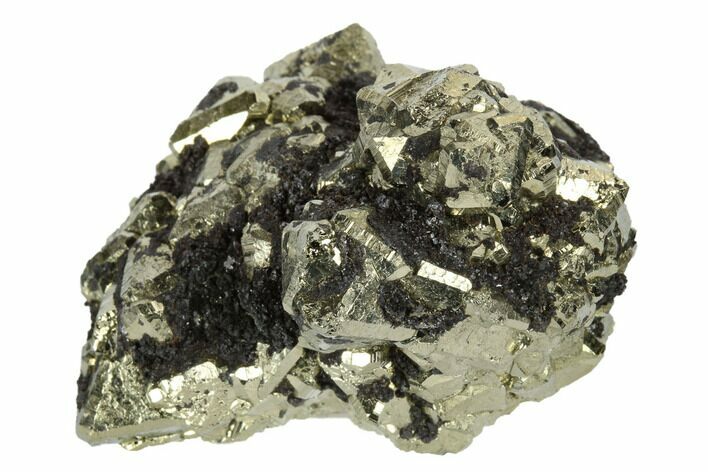 Octahedral Pyrite Crystal Cluster with Sphalerite - Peru #173507